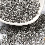 Transparent Glass Round Seed Beads, Inside Colours, Round, Light Grey, 6/0, 4x3mm, Hole: 1.2mm, about 7258pcs/pound(SEED-B001-05A-12)