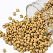 TOHO Round Seed Beads, Japanese Seed Beads, Frosted, (557F) Gold Galvanized Matte, 8/0, 3mm, Hole: 1mm, about 220pcs/10g(X-SEED-TR08-0557F)