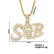 Hip-hop Brand Alloy Crystal Rhinestone SB Letter Pendant Necklaces, Golden, 23.62 inch(60cm)(VA5957-1)