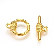 Alloy Toggle Clasps, Golden, Ring: 18x14.5x4mm, Hole: 1.5mm, Bars: 22x9x3.5mm, Hole: 1.5mm.(PALLOY-WH0031-04G)