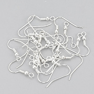 Iron Earring Hooks, with Horizontal Loop, Nickel Free, Silver, 17~19x0.8mm, 20 Gauge, Hole: 2mm(E135-S-NF)