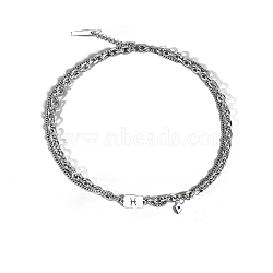 Men's Constellation Titanium Steel Necklace, Cable & Curb Chains Double Layer Necklace, Pisces, 20.08~31.50 inch(51~80cm)(PW-WG28588-05)