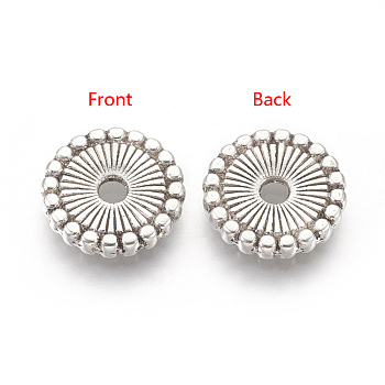 Tibetan Style Alloy Spacer Beads, Lead Free & Nickel Free, Flat Round, Antique Silver, 12x2mm, Hole: 2mm