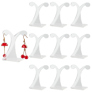 Acrylic Slant Back Single Earring Display Stands, Tree Shaped Jewelry Holder for Earring Display, Photo Props, White, 3.2x5.95x6.45cm, Hole: 1mm