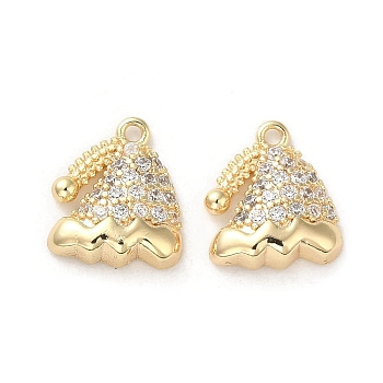 Brass Micro Pave Cubic Zirconia Pendants, Hats, Real 18K Gold Plated, 11.5x10x3mm, Hole: 1.2mm