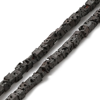 Electroplated Natural Lava Rock Beads Strands, Square, Gray Plated, 2.5x2.5x2.5mm, Hole: 0.8mm, about 158pcs/strand, 16.14''(41cm)
