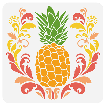 PET Hollow Out Drawing Painting Stencils, for DIY Scrapbook, Photo Album, Pineapple Pattern, 30x30cm