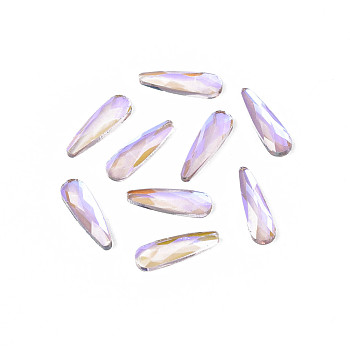 Glass Rhinestone Cabochons, Nail Art Decoration Accessories, Faceted, Teardrop, Lilac, 10x3x1.5mm