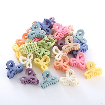 Bowknot Plastic Claw Hair Clips, with Iron Findings, for Girls, Mixed Color, 25mm