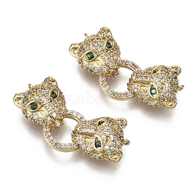 Real 16K Gold Plated Leopard Brass+Cubic Zirconia Links