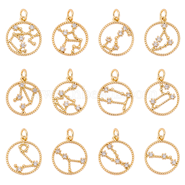 Real 18K Gold Plated Clear Constellation Brass+Cubic Zirconia Pendants
