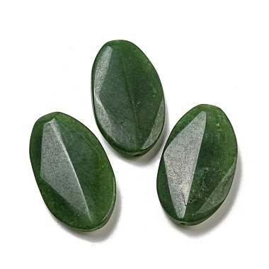 Green Oval White Jade Beads