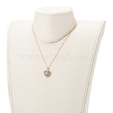 Mixed Natural Gemstone Heart Pendant Necklaces(NJEW-JN03491)-5