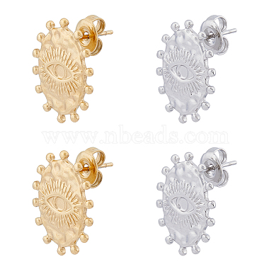 Golden & Stainless Steel Color Oval 304 Stainless Steel Stud Earring Findings