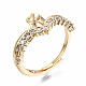 Brass Micro Pave Clear Cubic Zirconia Peg Bails Cuff Finger Ring Settings(X-KK-T056-115G-NF)-4