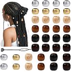 Plastic Topsy Tail Hair Styling Braiding Tool, with Wood Beads and UV Plating ABS Plastic Beads, Mixed Color, 200x24.5x2mm(OHAR-FS0001-03)