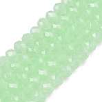 Glass Beads Strands, Imitation Jade, Faceted, Rondelle, Pale Green, 4x3mm, Hole: 0.8~1mm, about 105~110pcs/strand, 38~39cm(EGLA-A044-J4mm-D01)