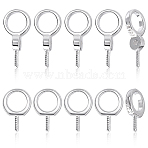 10Pcs 2 Styles 925 Sterling Silver Screw Eye Peg Bails, Ring, Silver, 9~12x6x1~3mm, Hole: 4mm, Pin: 0.6~0.7mm, 5pcs/style(STER-ME0001-55)