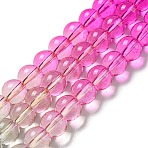 Dyed & Heated Synthetic Quartz Beads Strands, Gradient Color Round Beads, Deep Pink, 8mm, Hole: 1mm, about 55~56pcs/strand, 15.55''~15.75''(39.5~40cm)(G-P502-01B-04)