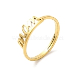 Ion Plating(IP) 304 Stainless Steel Word Mom Adjustable Ring for Mother's Day, Real 18K Gold Plated, US Size 6(16.5mm)(RJEW-L107-032G)