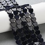 Synthetic Blue Goldstone Beads Strands, Heart, 6x6x2mm, Hole: 0.7mm, about 71pcs/strand, 15.55''(39.5cm)(G-M403-A50-02A)