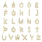 Brass Micro Pave Clear Cubic Zirconia Pendants, Letter A-Z Charms, Cadmium Free & Lead Free, Long-Lasting Plated, Rack Plating, Real 18K Gold Plated, 17.5~22x3.5~14.5x2~2.5mm, Hole: 2.5mm(KK-I476-01G)