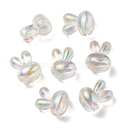 UV Plating Rainbow Iridescent Acrylic Beads, Two Tone Bead in Bead, Rabbit Head, Clear AB, 20x15x13mm, Hole: 3mm(PACR-E001-05I)