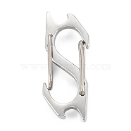 304 Stainless Steel S-Hook Clasps, Stainless Steel Color, 28x11x5.5mm, Hole: 11X6mm(STAS-C024-07P)