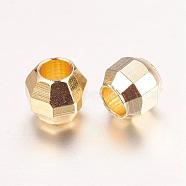 Real 18K Gold Plated Brass Spacer Beads, Nickel Free, Faceted Round, Golden, 3.5x3x3mm, Hole: 1.8mm(KK-E702-19G-NF)