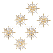 6Pcs Alloy Rhinestone Brooches, 8 Pointed Star Pins, Golden, 41x42mm(JEWB-FH0001-45G)