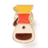 Coffeepot Enamel Pin, Light Gold Plated Alloy Badge for Backpack Clothes, Colorful, 22.5x13x1.5mm(JEWB-G012-F05)