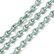 Spray Painted 304 Stainless Steel Cable Chains, with Spool, Unwelded, Aqua, 4x3x0.7mm(STAS-B067-06A-03)