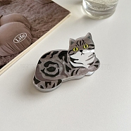 Acrylic Claw Hair Clips, Cat Shape, Gray, 70x34mm(PW-WG49337-06)