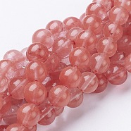 Cherry Quartz Glass Beads Strands, Round, Salmon, 10mm, Hole: 1mm, about 39pcs/strand, 16 inch(X-GSR10mmC054)
