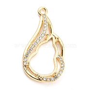 Brass Micro Pave Clear Cubic Zirconia Pendant Cabochon Settings, Open Back Settings, Real 14K Gold Plated, Gourd, Tray: 14x10.5mm, 25x13.5x5mm, Hole: 1.6mm(KK-Q794-02A-G)