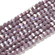 Opaque Glass Beads Stands, AB Color, Faceted(32 Facets), Round, Rosy Brown, 4.5x4mm, Hole: 1mm, about 87~93pcs/strand, 32~33cm(EGLA-A035-P4mm-B11)