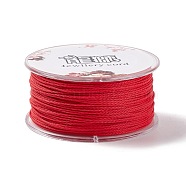 Round Waxed Polyester Cord, Twisted Cord, Red, 1mm, about 49.21 Yards(45m)/Roll(YC-C001-01A-15)