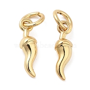 Rack Plating Brass Charms, with Jump Ring, Long-Lasting Plated, Cadmium Free & Lead Free, Chili Charm, Real 18K Gold Plated, 12x3.5x3mm, Hole: 3mm(KK-I706-01G)