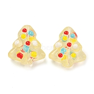 Handmade Lampwork Beads, Christmas Tree, Lemon Chiffon, 16.5x15x7.5mm, Hole: 1.2mm(LAMP-B026-01C)