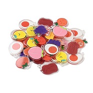 Food Theme Translucent Acrylic Pendants, Double-Faced Printed, Mixed Shape Charms, Mixed Color, 21.5~39.5x16.5~24x2mm, Hole: 2mm(TACR-MSMC001-09)