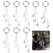 16Pcs 8 Style Star Alloy Tassel Shoe Decoration, Shoe Charms, with Spring Gate Rings, Antique Silver, 114~119mm, 2pcs/style(HJEW-AB00619)