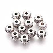 Tibetan Style Alloy Beads, Lead Free & Nickel Free & Cadmium Free, Rondelle, Antique Silver, about 7mm in diameter, 5mm long, hole: 1mm(X-LF0883Y-NF)