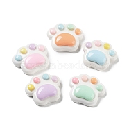Opaque Resin Cabochons, Cat Paw Print, Mixed Color, 17.5~18x21~21.5x7mm(RESI-G084-06)
