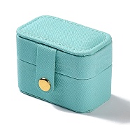 Rectangle PU LeatherJewelry Ring Storage Boxes, Travel Portable 4 Ring Cases, Turquoise, 3.8x6.4x4.75cm(CON-K002-06C)