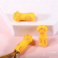 Cute Cat Paw Print Silicone Nail Art Cuticle Nipper Protective Cover, for Scissors and Tweezers, Gold, 3.4x1.7cm(PW-WG48554-02)