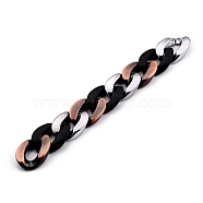 Handmade CCB Plastic Curb Chains, with Black Opaque Spray Painted Acrylic, for necklaces, Bracelet, Handbag, Sunglasses Holder, Gunmetal & Red Copper, Links: 30x21x7mm, 39-3/8 inch(100cm)/strand(AJEW-JB00724-01)