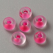 Transparent Frosted Glass Beads, Rondelle, Deep Pink, 5x3.5mm, Hole: 1.2mm, about 2400pcs/200g(FGLA-TAC0008-08B)