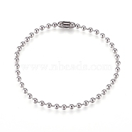 304 Stainless Steel Ball Chain Bracelets, Tag Chain, Stainless Steel Color, 7-3/8 inch(18.7cm)(STAS-D233-01P)