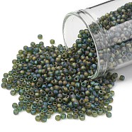 TOHO Round Seed Beads, Japanese Seed Beads, (180F) Transparent AB Frost Olivine, 11/0, 2.2mm, Hole: 0.8mm, about 5555pcs/50g(SEED-XTR11-0180F)