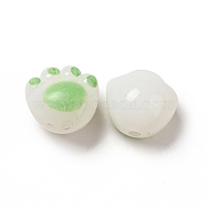 Opaque Acrylic Beads, Cat Paw, Medium Spring Green, 11x12x9.7mm, Hole: 1.6mm(FIND-I029-02E)